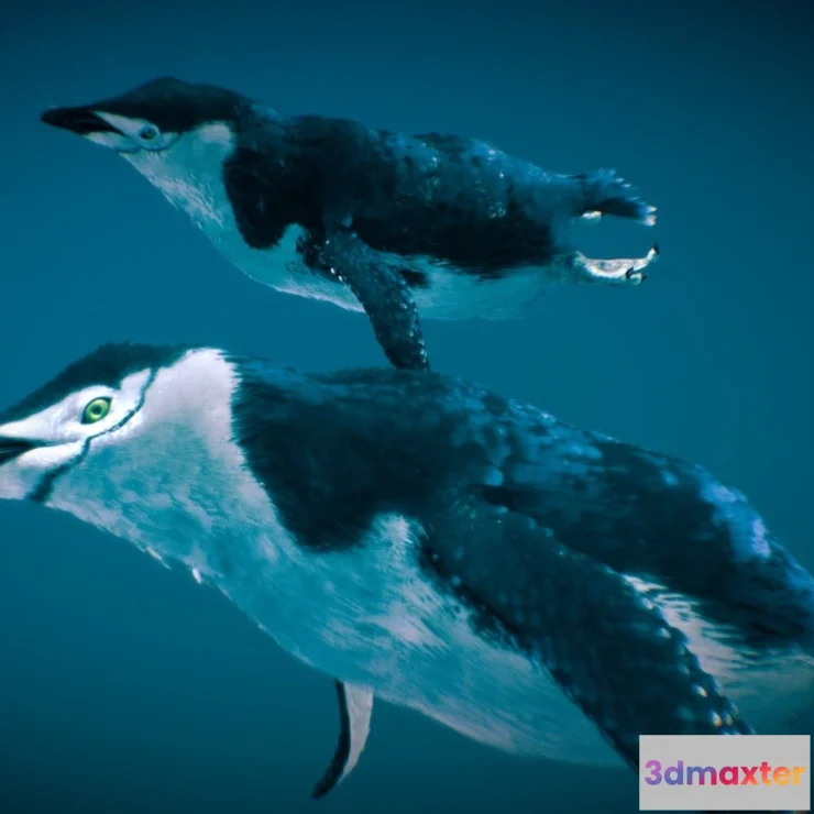 1532142 - PBR Game 3D Models - Chinstrap Penguin ( Underwater ) 3D Max