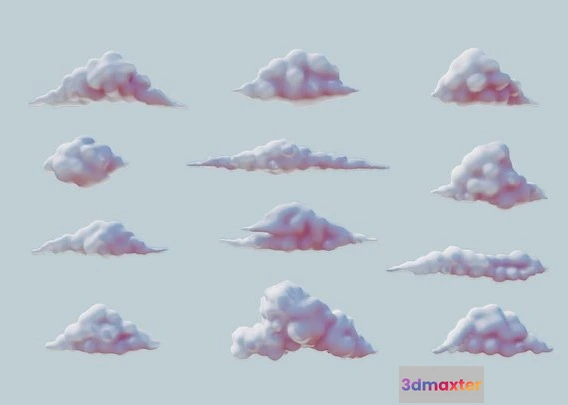 1532168 - PBR Game 3D Models - Clouds Pack   12 In 1 3D Max