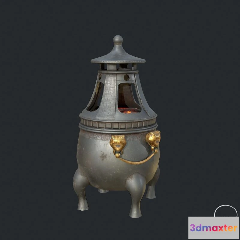 1532186 - PBR Game 3D Models - Copper - Iron Medieval Fire Pit - Fire Place 3D Max