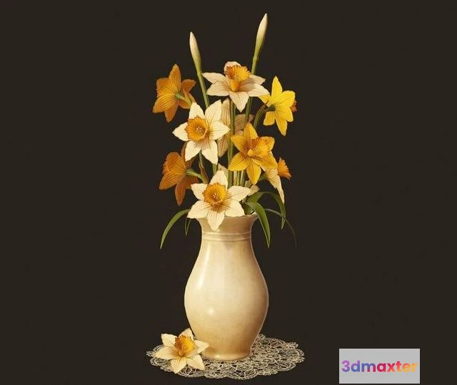 1532212 - PBR Game 3D Models - Daffodils Narcissus Flower 3D Max