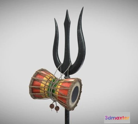 1532214 - PBR Game 3D Models - Damru And Trisul 3D Max