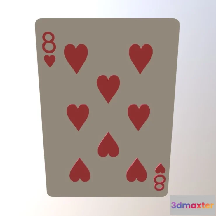 1532258 - PBR Game 3D Models - Eight Of Hearts Poker Card 3D Max