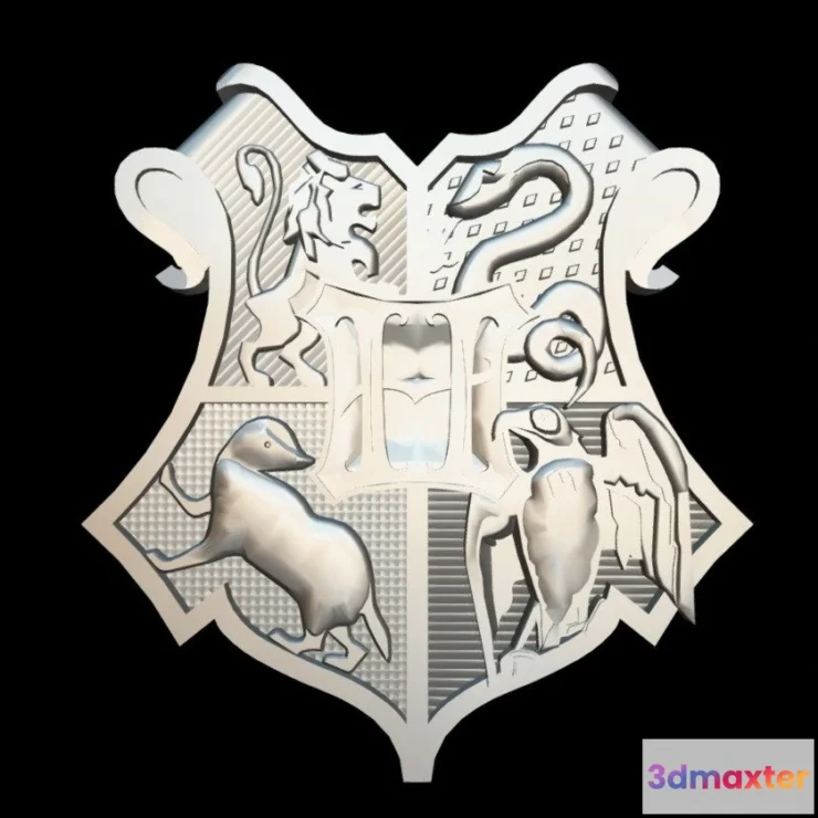 1532278 - PBR Game 3D Models - Escudo Hogwarts 3D Max