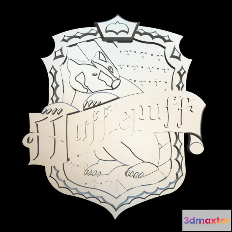 1532280 - PBR Game 3D Models - Escudo Hufflepuff 3D Max