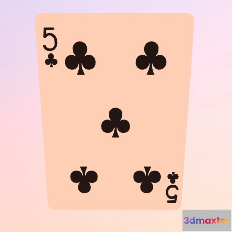 1532308 - PBR Game 3D Models - Five Of Clubs 3D Max