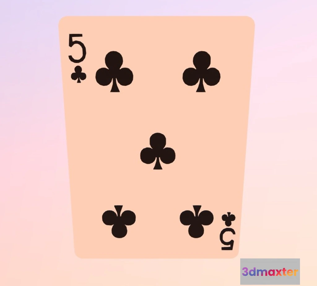 1532308 - PBR Game 3D Models - Five Of Clubs 3D Max