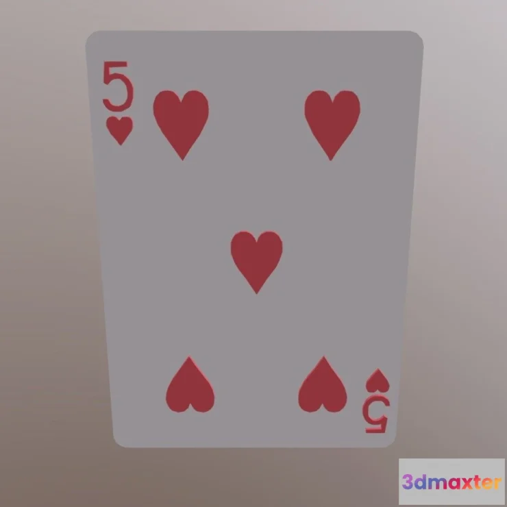 1532312 - PBR Game 3D Models - Five Of Hearts 3D Max
