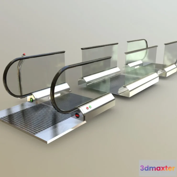 1532316 - PBR Game 3D Models - Flat Escalator Travelator Slide Bridge Kit 3D Max