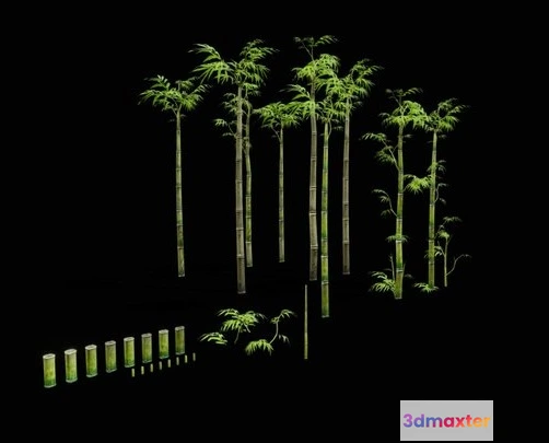 1532336 - PBR Game 3D Models - Free Bamboo Set 3D Max