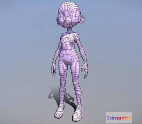 1532368 - PBR Game 3D Models - Girl Stylized Basemesh With Topology V4 3D Max
