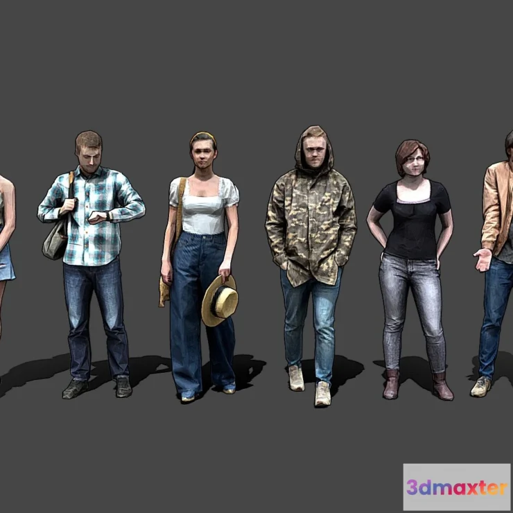 1532446 - PBR Game 3D Models - Stylized Lowpoly People Casual Pack Vol4 3D Max