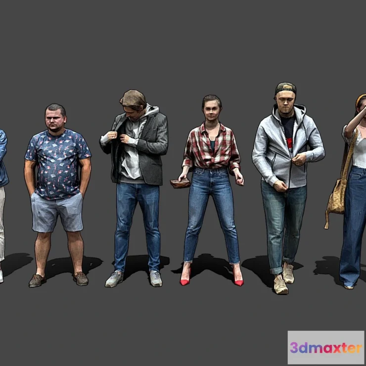1532450 - PBR Game 3D Models - Stylized Lowpoly People Casual Pack Vol6 3D Max