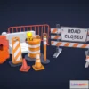 1532470 - PBR Game 3D Models - Stylized Traffic Props And Barricades Low Poly 3D Max