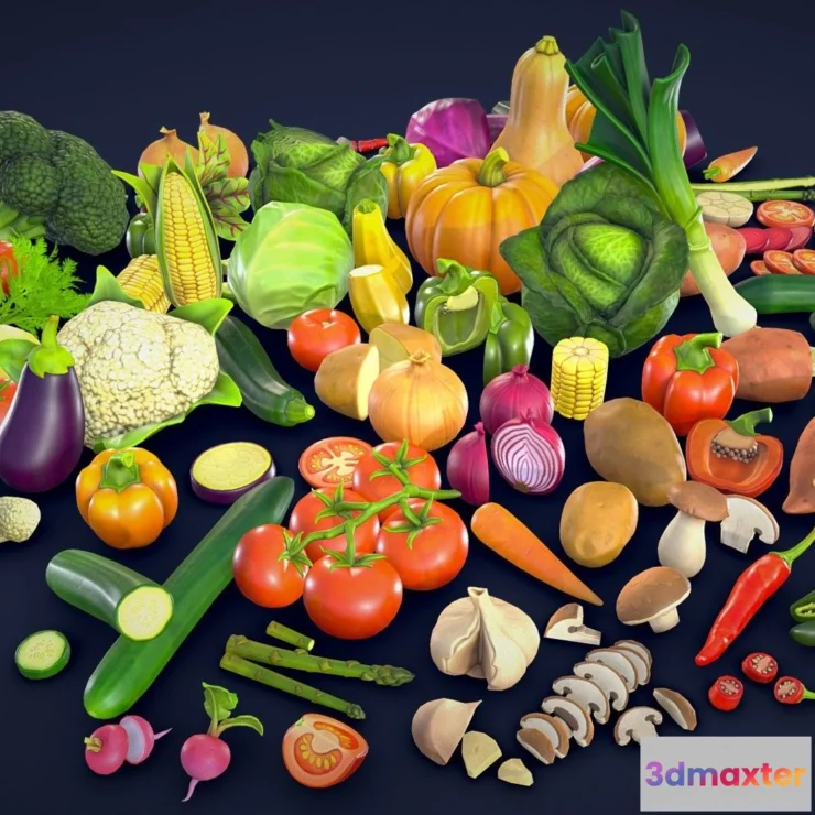 1532480 - PBR Game 3D Models - Stylized Vegetables Collection Low Poly 3D Max