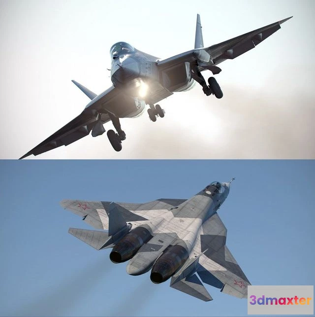 1532500 - PBR Game 3D Models - Sukhoi SU57 plane 3D Max