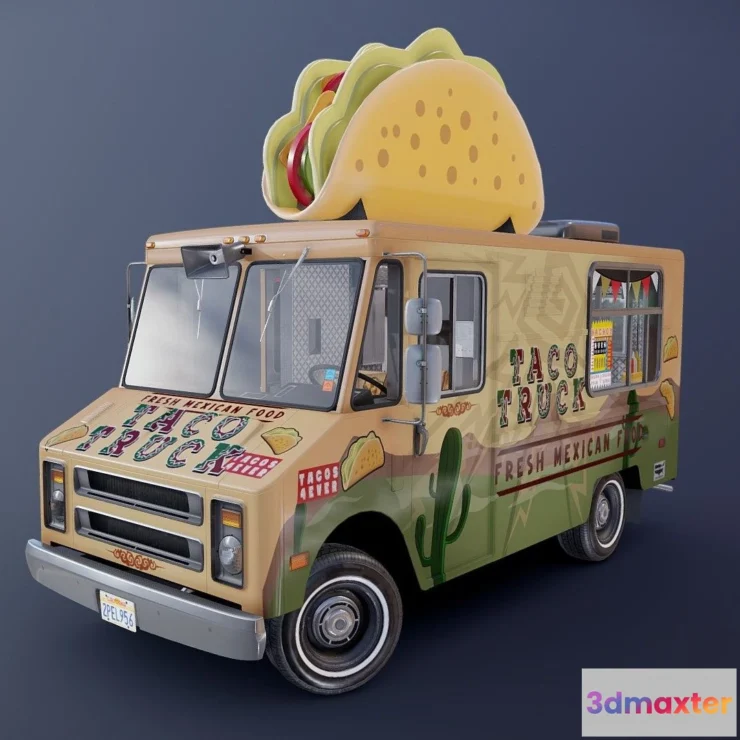1532566 - PBR Game 3D Models - Taco Foodtruck 3D Max