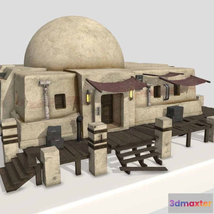 1532582 - PBR Game 3D Models - Tatooine Style Building 3D Max
