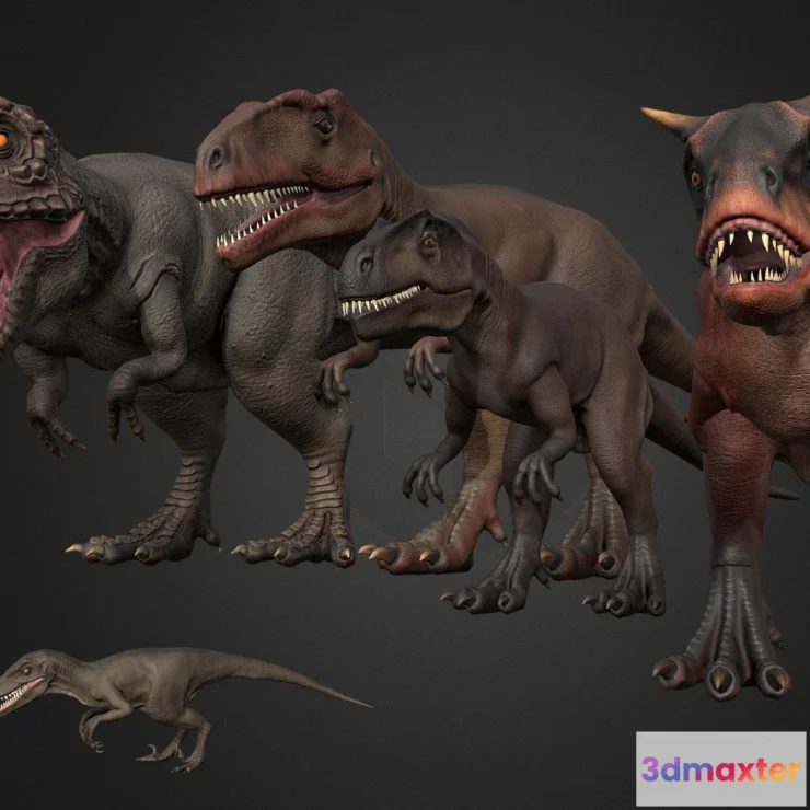 1532726 - PBR Game 3D Models - Theropods Pack 3D Max