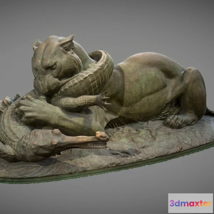 1532748 - PBR Game 3D Models - Tiger Devouring A Gavial 3D Max