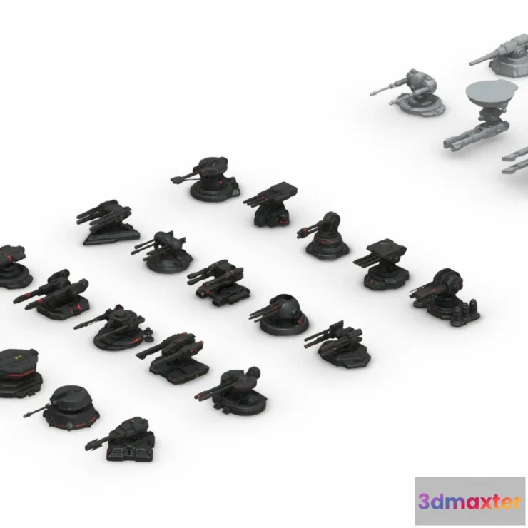 1532850 - PBR Game 3D Models - Turret Pack 3D Max