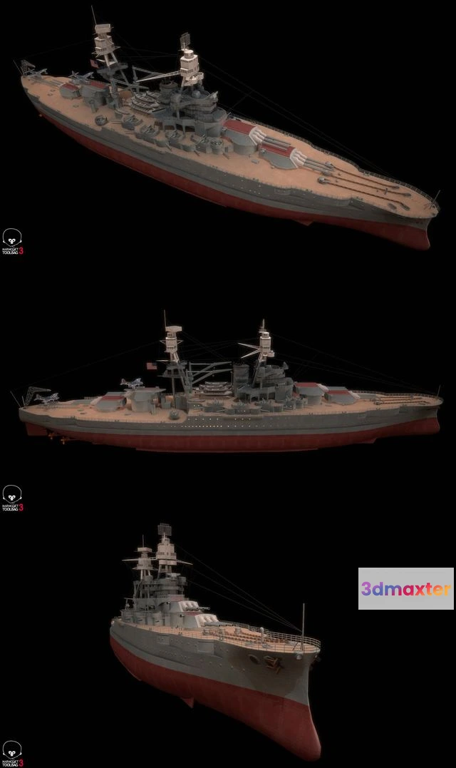 1532926 - PBR Game 3D Models - USS Arizona - Pennsylvania Class Battleship 3D Max