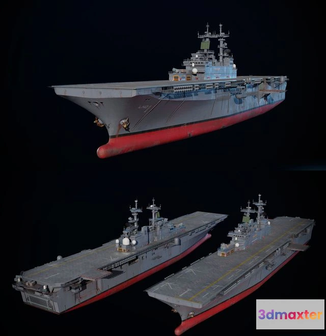 1532930 - PBR Game 3D Models - USS Wasp LHD-1 Aircraft Carrier 3D Max