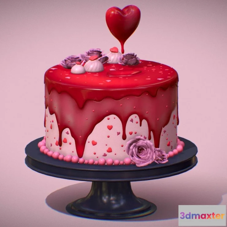 1532944 - PBR Game 3D Models - Valentine Cake 3D Max