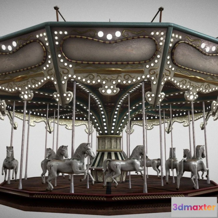 1533004 - PBR Game 3D Models - Vintage Carousel 2 3D Max