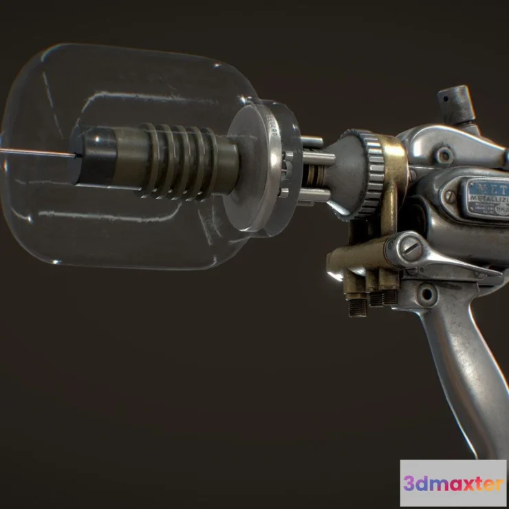1533008 - PBR Game 3D Models - Vintage Ray Gun Metco Type 2E Metalizing Gun 3D Max
