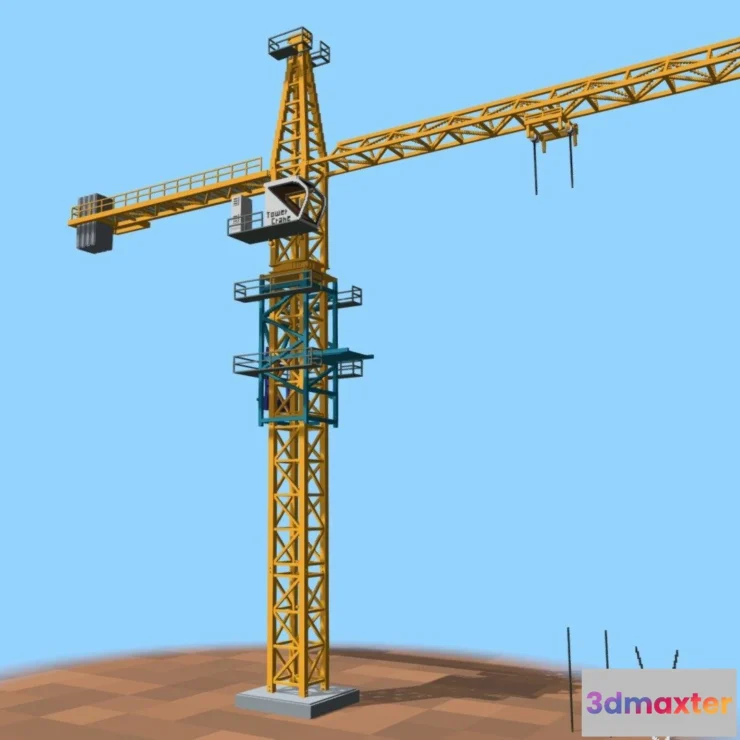 1533034 - PBR Game 3D Models - Voxel Tower Crane 3D Max