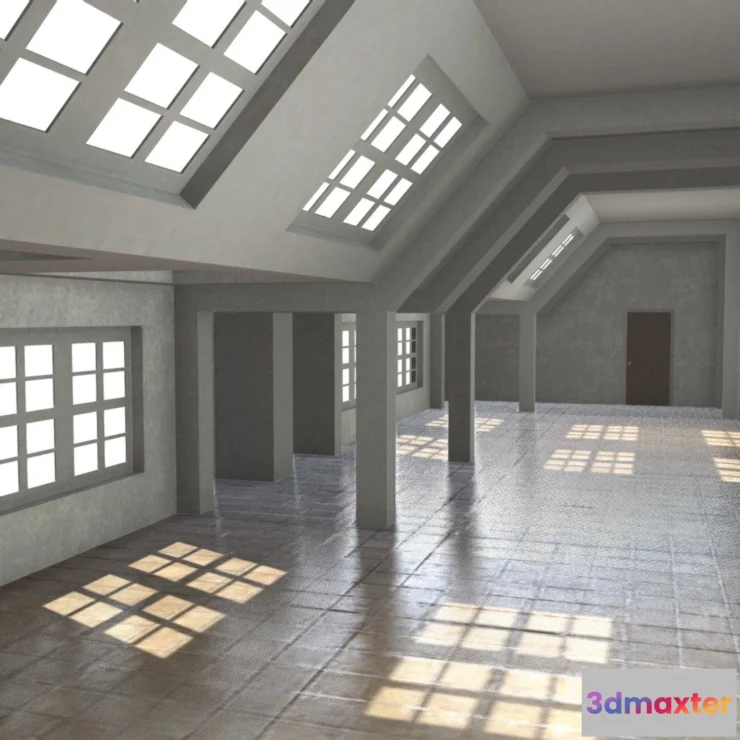 1533056 - PBR Game 3D Models - Vr Sunroom Hallway 3D Max