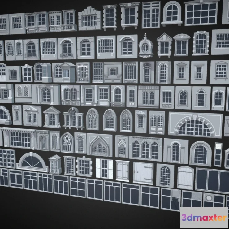 1533152 - PBR Game 3D Models - Windows Collection 150 Pieces 3D Max