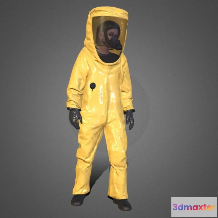 1533188 - PBR Game 3D Models - Woman In Hazmat Suit 1 Rigged 3D Max