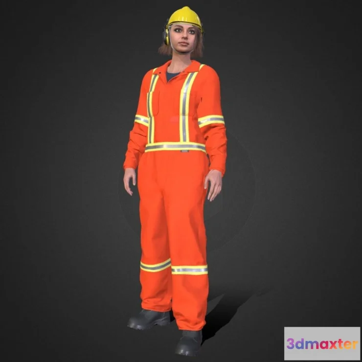 1533190 - PBR Game 3D Models - Woman Miner Rigged 3D Max
