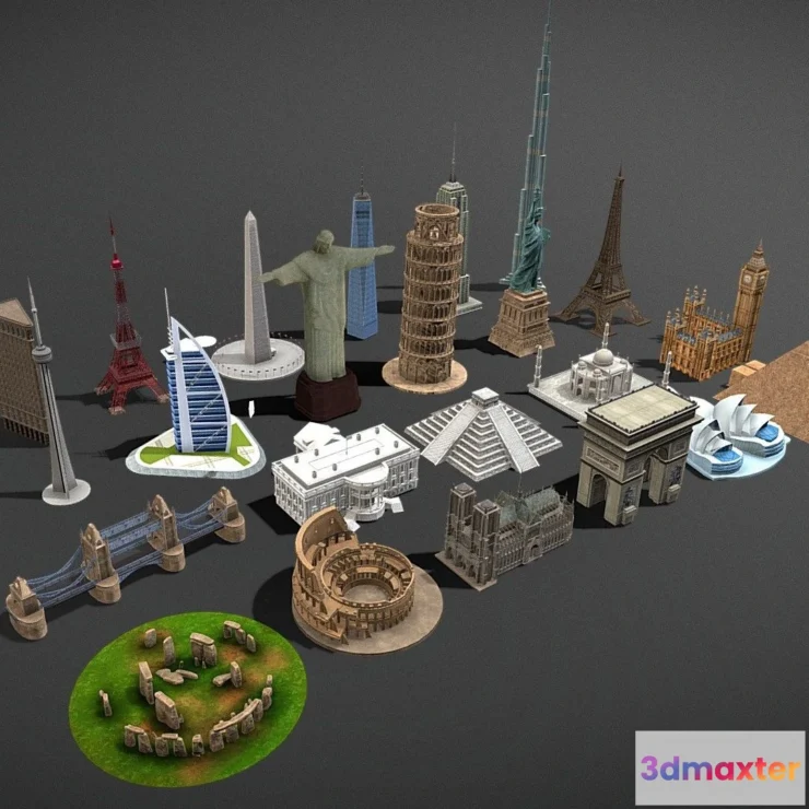 1533214 - PBR Game 3D Models - World Famous Landmarks 3D Max