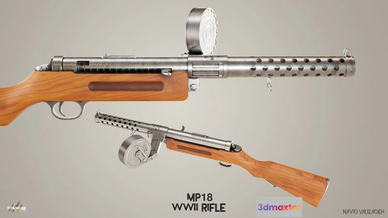 1533218 - PBR Game 3D Models - WW II MP 18 Rifle 3D Max