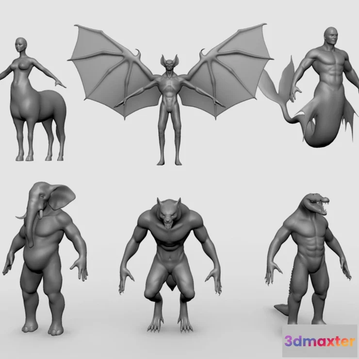 1533286 - PBR Game 3D Models - 10 Mythical Creature Topology Uv Map 3D Max