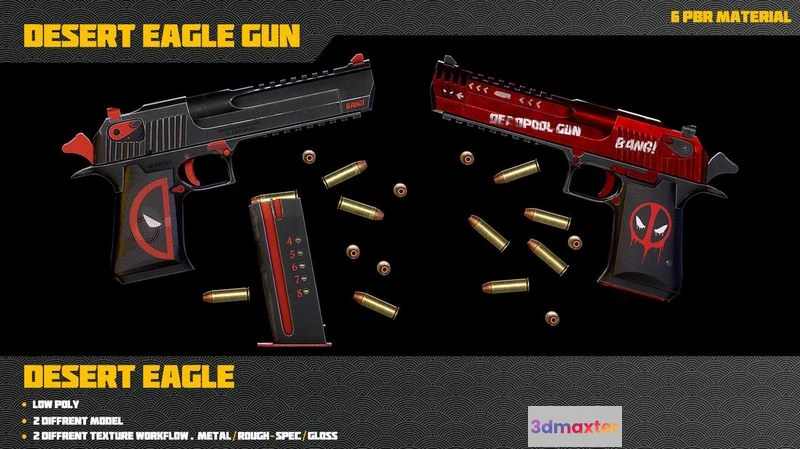 1533324 - PBR Game 3D Models - Desert Eagle Gun 3D Max