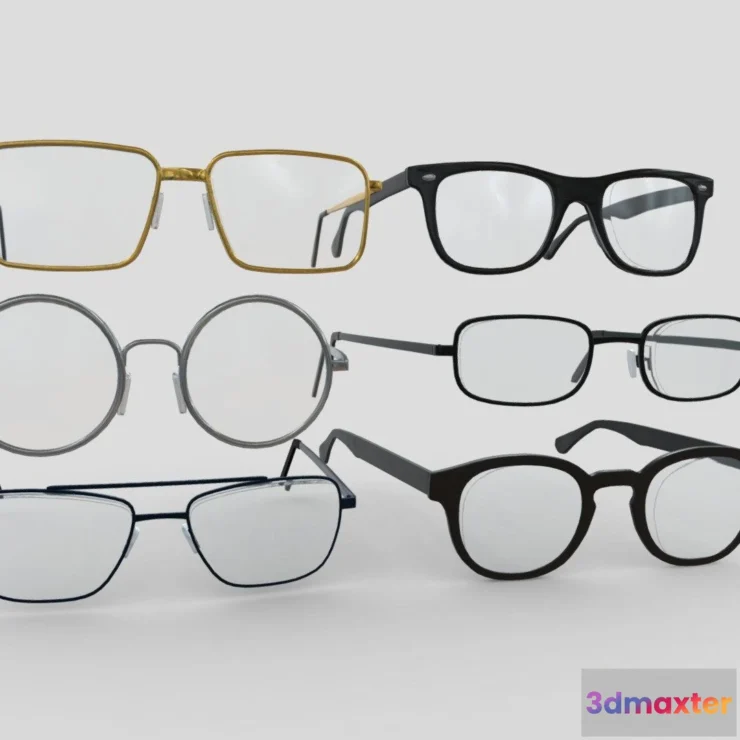 1533380 - PBR Game 3D Models - Glasses Pack 3D Max