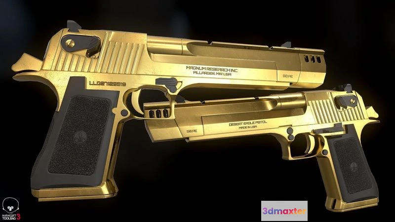 1533406 - PBR Game 3D Models - Gold Desert Eagle 3D Max