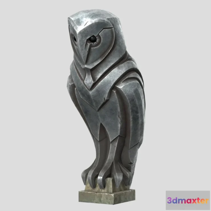 1533436 - PBR Game 3D Models - Grass Owl Statue 3D Max