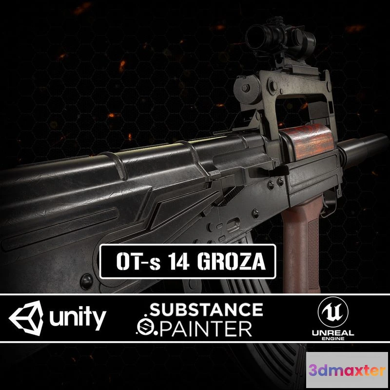 1533470 - PBR Game 3D Models - Groza Rilfe 3D Max