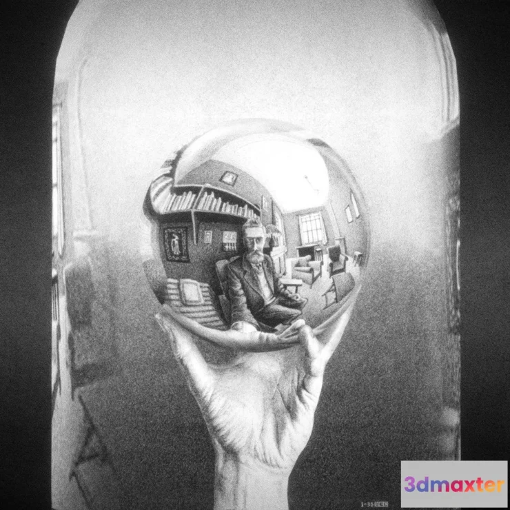 1533608 - PBR Game 3D Models - Hand With Reflecting Sphere 3D 3D Max