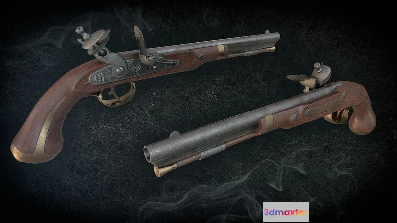 1533622 - PBR Game 3D Models - Harpers Ferry Flintlock Pistol 3D Max