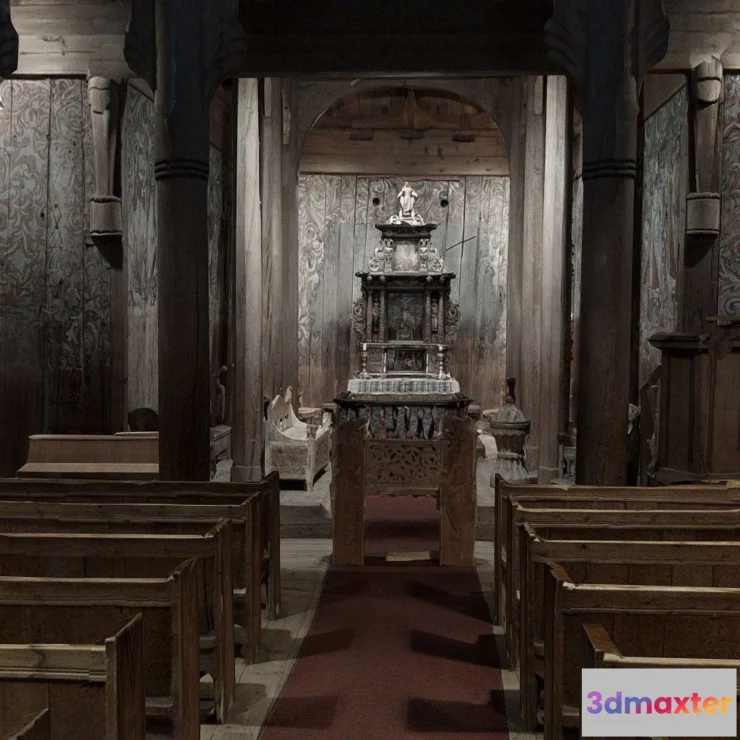 1533644 - PBR Game 3D Models - Heddal Stavkirke Interir 3D Max