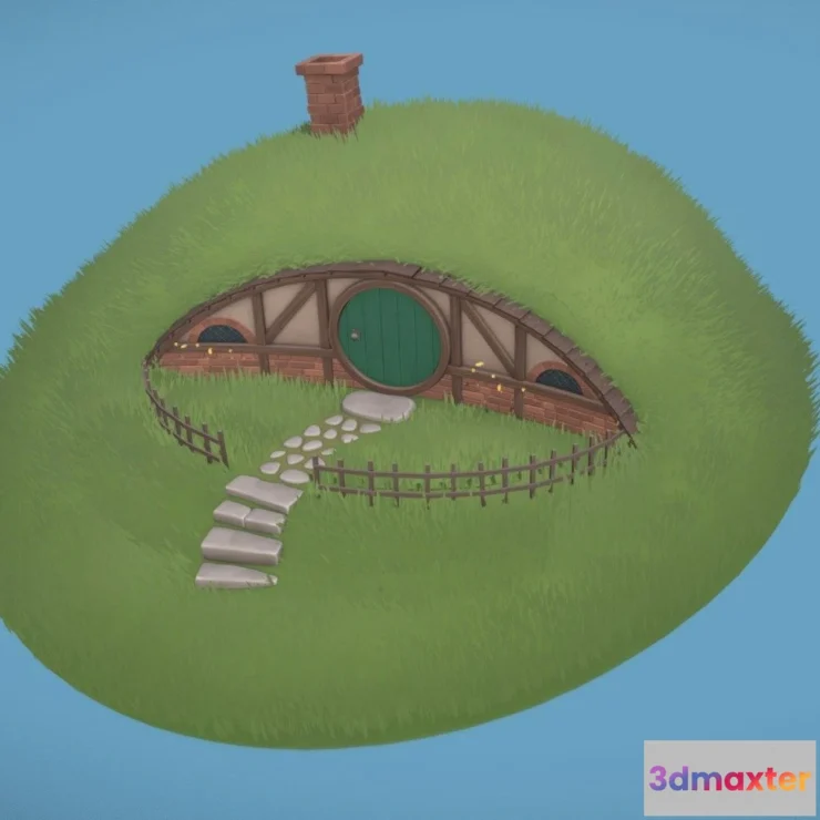 1533716 - PBR Game 3D Models - Hobbit Hole 3D Max
