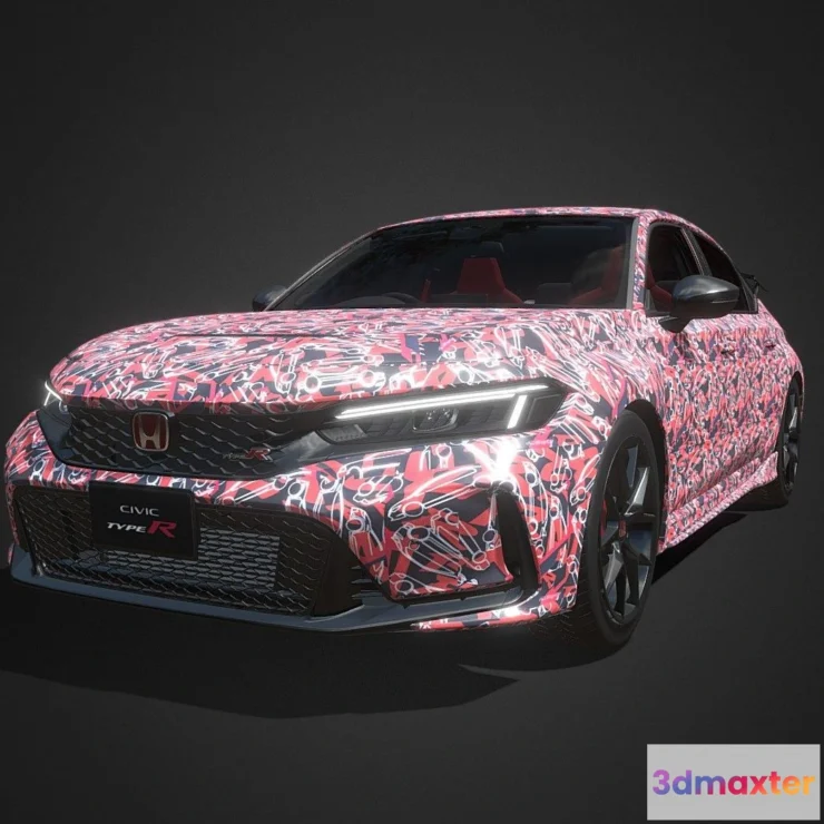 1533738 - PBR Game 3D Models - Honda Civic Type R Mk11 2023 3D Max