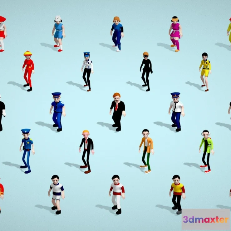 1533838 - PBR Game 3D Models - Hyper Casual Cartoon Stylized Characters Pack 3D Max