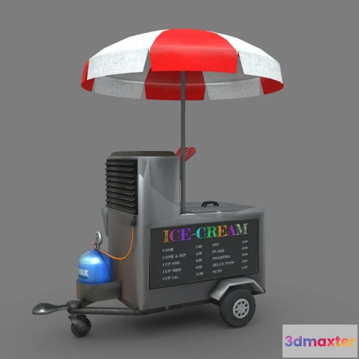 1533852 - PBR Game 3D Models - Ice Cream Food Cart 3D Max