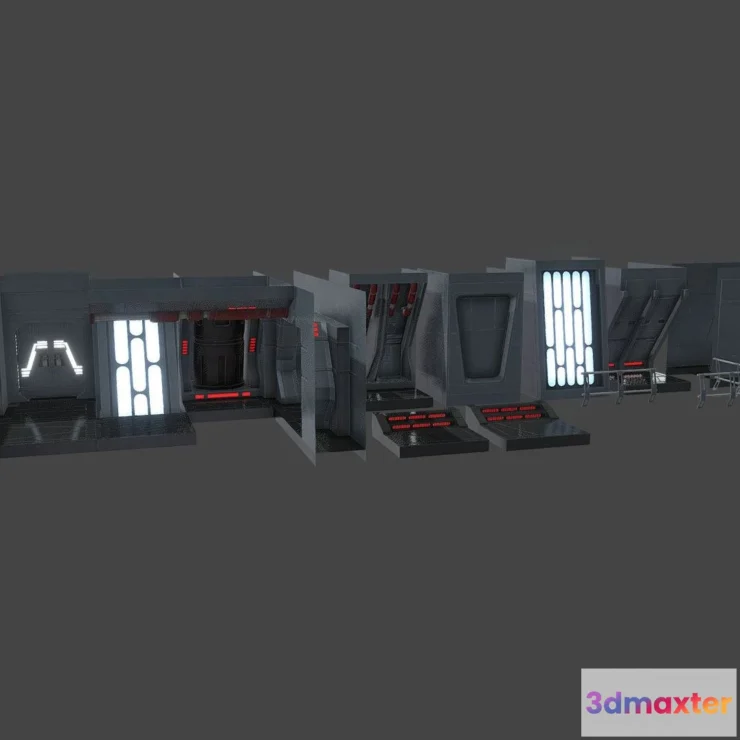 1533888 - PBR Game 3D Models - Imperial First Order Corridor Asset Pack 1 3D Max